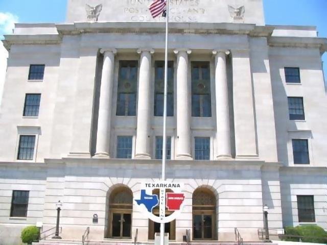 May

Post office with two zip codes straddling the border of Arkansas and Texas
Texarkana