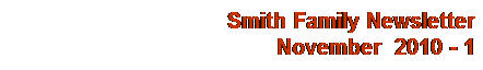 Text Box: Smith Family Newsletter
November&nbsp; 2010 - 1
